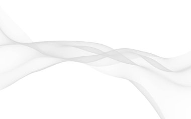 Beyaz soyut arka plan. Dalgalanan beyaz eşarp. Rüzgarın beyaz kumaşında sallanıyor. 3B illüstrasyon