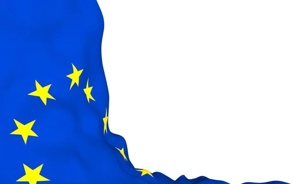 Злегка Розмахуючи Прапором Європейського Союзу Ізольованим Білому Тлі Рендеринг Символ — стокове фото