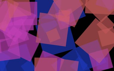 Koyu arka plan üzerinde çok renkli yarı saydam kareler. Pembe tonları. 3d illüstrasyon