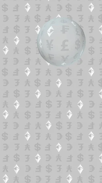 Ethereum Classique Monnaie Sur Fond Gris Crypto Numérique Symbole Bulle — Photo