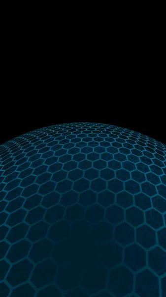 Multilayer Sphere Honeycombs Gray Turquoise Dark Background Social Network Computer — Stock Photo, Image