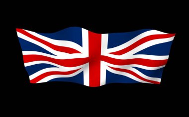 Büyük Britanya bayrağını sallıyor. İngiliz bayrağı. Büyük Britanya ve Kuzey İrlanda Birleşik Krallığı. Birleşik Krallık 'ın sembolü. 3B illüstrasyon