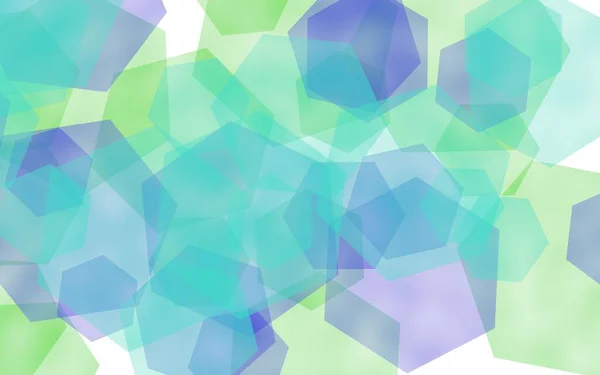 Multicolored Translucent Hexagons White Background Blue Tones Illustration — Stock Photo, Image