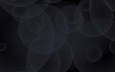 Soyut siyah arkaplan. Koyu şeffaf baloncuklu arkaplan. 3B illüstrasyon
