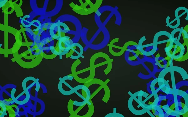 Multicolored Translucent Dollar Signs Dark Background Green Tones Illustration — Stock Photo, Image