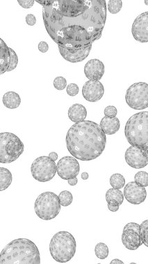 Bitcoin ekonomik balonu. Şifreli para birimi 3 boyutlu illüstrasyon. İş konsepti. Beyaz arka planda gümüş baloncuklar. Bit, Coin, madencilik konsepti