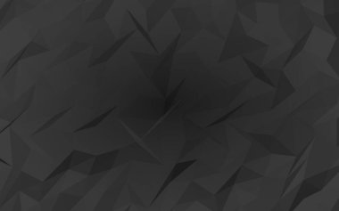 Siyah soyut arka plan. Lowpoly arka planı. Kasvetli buruşuk kağıt. 3B illüstrasyon