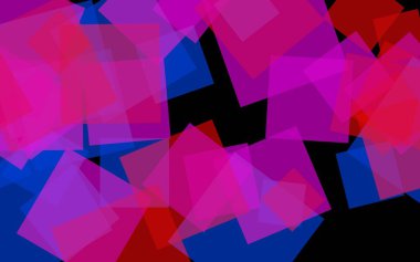 Koyu arka plan üzerinde çok renkli yarı saydam kareler. Pembe tonları. 3d illüstrasyon