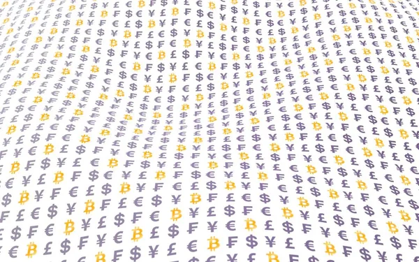 Bitcoin Moeda Fundo Branco Símbolo Moeda Criptomoeda Digital Efeito Onda — Fotografia de Stock