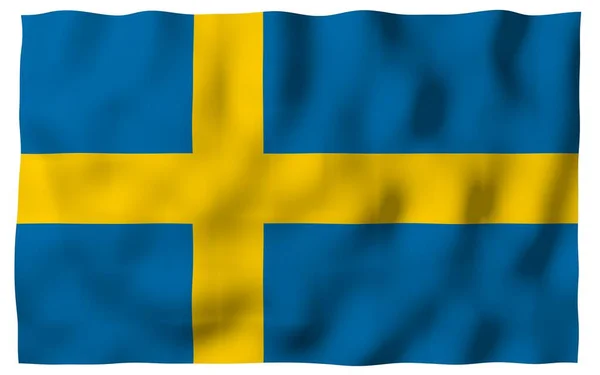 Svéd Zászló Svéd Királyság Hivatalos Állami Szimbóluma Kék Mező Sárga — Stock Fotó