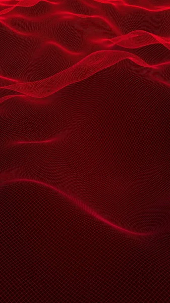 Paisaje Abstracto Sobre Fondo Rojo Red Ciberespacial Red Alta Tecnología —  Fotos de Stock