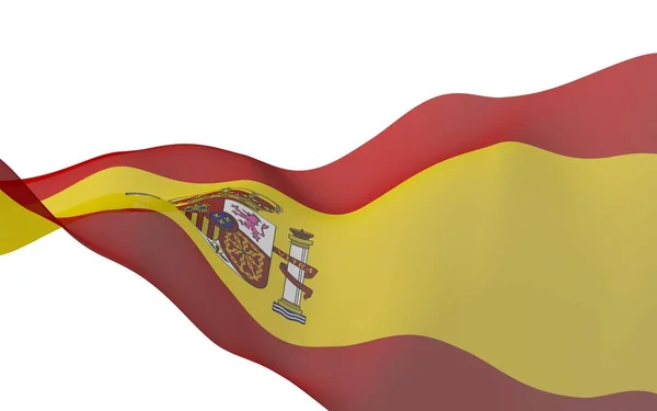 The flag of Spain. Official state symbol of the Kingdom of Spain. Concept: web, sports pages, language courses, travelling, design elements. 3d illustration