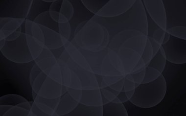 Soyut siyah arkaplan. Koyu şeffaf baloncuklu arkaplan. 3B illüstrasyon