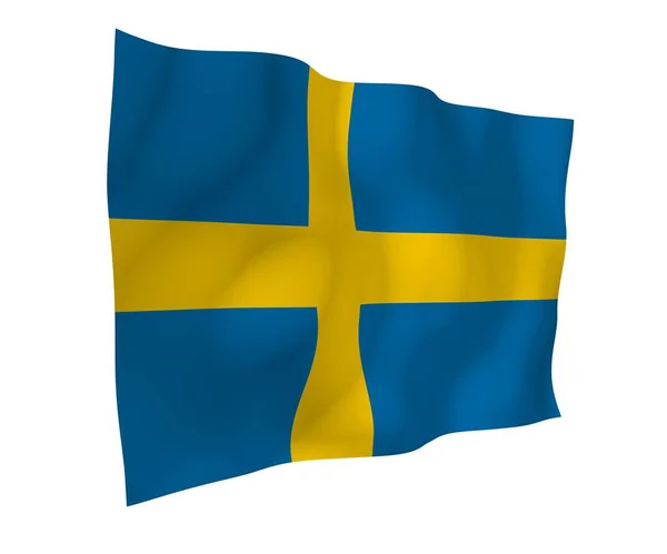 Sveriges Flagga Officiell Statssymbol För Konungariket Sverige Ett Blått Fält — Stockfoto