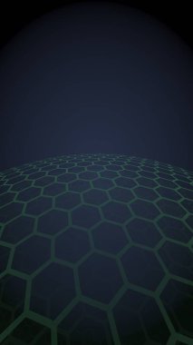 Çok katmanlı petek küresi, koyu arka planda mor, sosyal ağ, bilgisayar ağı, teknoloji, küresel ağ. 3d illüstrasyon