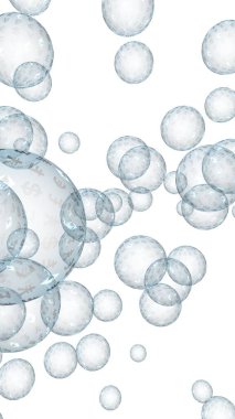 Ethereum ekonomik mali balonu. kripto para birimi 3d illüstrasyon. İş konsepti. Beyaz arka planda mavi kabarcıklar
