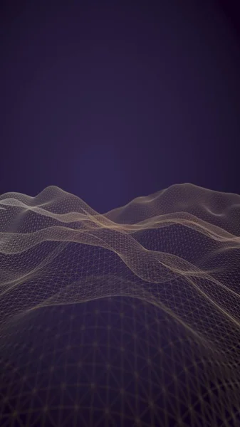 Abstract landscape background. Cyberspace purple grid. hi tech network. 3D illustration