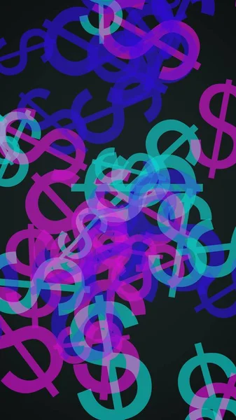 Mehrfarbige Durchscheinende Dollarzeichen Auf Dunklem Hintergrund Rottöne Illustration — Stockfoto