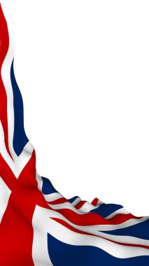 Büyük Britanya bayrağı sallayarak. İngiliz bayrağı. Birleşik Krallık of Büyük Britanya ve Kuzey İrlanda. İngiltere'de devlet sembolü. 3D çizim