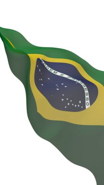 Brezilya bayrağı sallayarak. Ordem e Progresso. Sipariş ve ilerleme. Rio de Janeiro. Güney Amerika. Devlet sembolü. 3D çizim