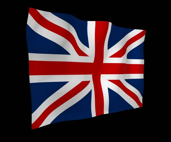 Ondeando Bandera Gran Bretaña Sobre Fondo Oscuro Bandera Británica Reino — Foto de Stock