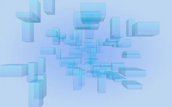 青と白の抽象的なデジタルと技術の背景 長方形を繰り返すパターン 3Dイラスト — ストック写真