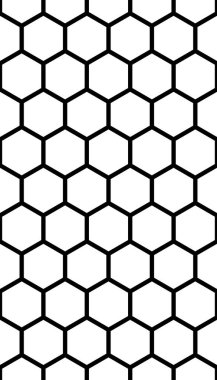 Beyaz arka planda siyah bal peteği. Kusursuz bir doku. İzometrik geometri. 3B illüstrasyon