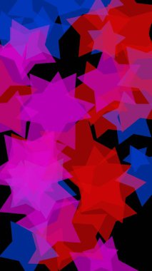 Koyu renkli yarı saydam yıldızlar. Dikey görüntü yönlendirmesi. 3d illüstrasyon