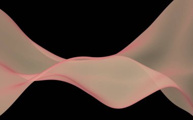 Soyut dalga. Eşarp. Siyah arka plan üzerinde parlak şerit. Soyut duman. Raster hava arka planı. 3d illüstrasyon