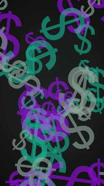 Multicolored Translucent Dollar Signs Dark Background Green Tones Illustration — Stock Photo, Image