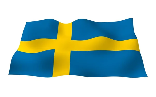 Sveriges Flagga Officiell Statssymbol För Konungariket Sverige Ett Blått Fält — Stockfoto