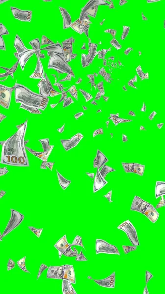 Flying Dollars Banknotes Isolated Chromakey Money Flying Air 100 Banknotes — Stock Photo, Image