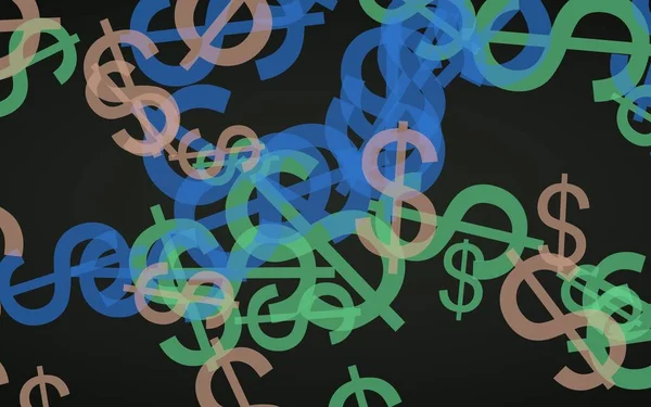 Mehrfarbige Durchscheinende Dollarzeichen Auf Dunklem Hintergrund Illustration — Stockfoto