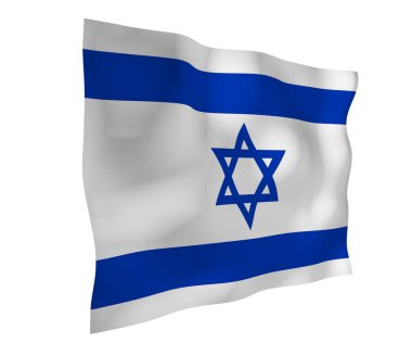 İsrail bayrağı. İsrail Devleti 'nin devlet sembolü. Beyaz bir alanda iki yatay mavi çizgi arasında mavi bir Davut Yıldızı. 3d illüstrasyon