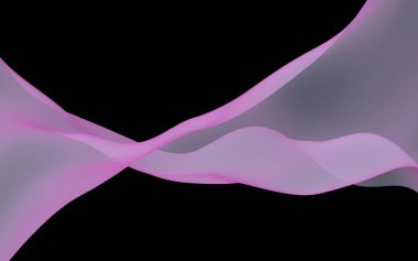 Soyut dalga. Eşarp. Siyah arka plan üzerinde parlak şerit. Soyut duman. Raster hava arka planı. 3d illüstrasyon