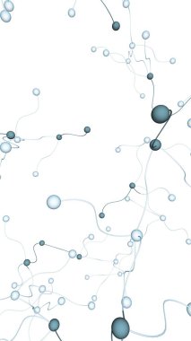 Sinir ağı. Sosyal ağ. Fütüristik DNA, deoksiribonükleik asit. Soyut molekül, hücre illüstrasyonu, miselyum. Beyaz arka plan. 3d illüstrasyon