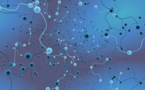 Neural Network Social Network Futuristic Blue Background Abstract Molecule Cell — Stock Photo, Image