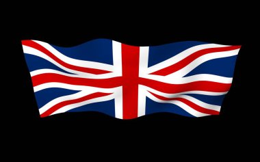 Büyük Britanya bayrağını sallıyor. İngiliz bayrağı. Büyük Britanya ve Kuzey İrlanda Birleşik Krallığı. Birleşik Krallık 'ın sembolü. 3B illüstrasyon
