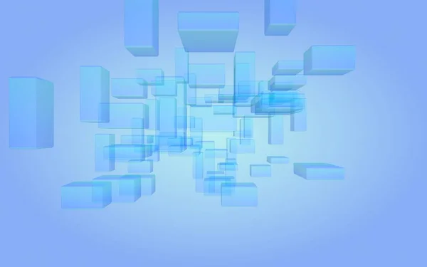 青と白の抽象的なデジタルと技術の背景 長方形を繰り返すパターン 3Dイラスト — ストック写真