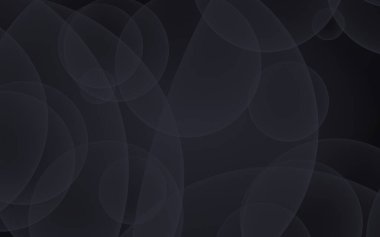 Soyut siyah arkaplan. Koyu şeffaf baloncuklu arkaplan. 3B illüstrasyon