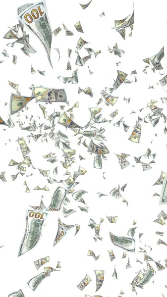 Χαρτονόμισμα Δολαρίων Που Απομονώνονται Λευκό Φόντο Λεφτά Πετάνε Στον Αέρα — Φωτογραφία Αρχείου