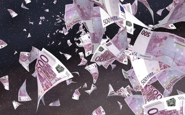 Billetes Euros Voladores Sobre Fondo Estrellado Del Espacio Exterior Dinero —  Fotos de Stock