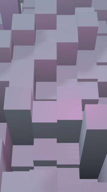 Soyut pembe gri zarif küp geometrik arka plan. Kaotik olarak gelişmiş dikdörtgen çubuklar. 3d Rendering, 3d illüstrasyon