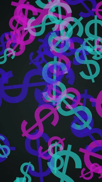 Multicolored Translucent Dollar Signs Dark Background Red Tones Illustration — Stock Photo, Image