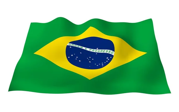 Vlající Vlajka Brazílie Ordem Progresso Pořádek Pokroku Rio Janeiro Jižní — Stock fotografie