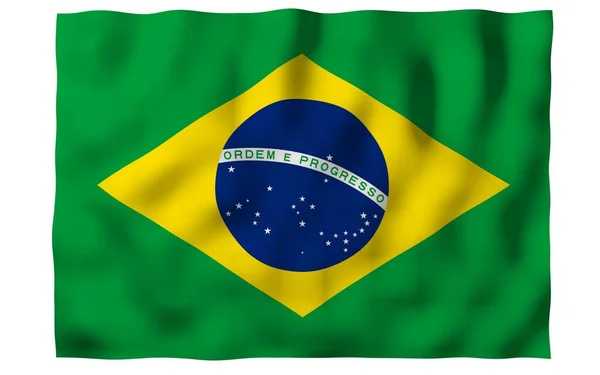 Ondeando Bandera Brasil Ordem Progresso Orden Progreso Río Janeiro Sudamérica — Foto de Stock