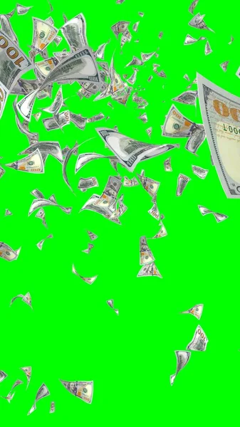 Billets Volants Dollars Isolés Sur Chromakey Argent Vole Dans Les — Photo