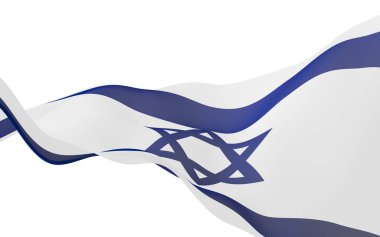 İsrail bayrağı. İsrail Devleti 'nin devlet sembolü. Beyaz bir alanda iki yatay mavi çizgi arasında mavi bir Davut Yıldızı. 3d illüstrasyon