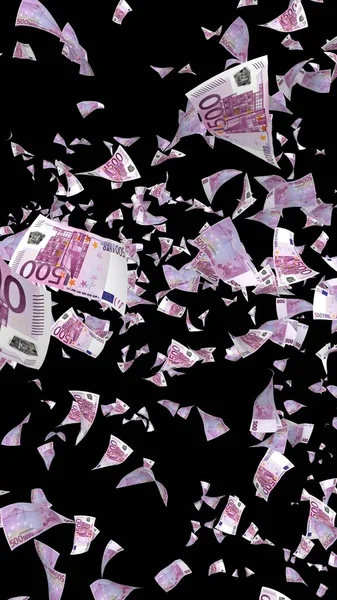 Fliegende Euro Banknoten Isoliert Auf Dunklem Hintergrund Geld Liegt Der — Stockfoto