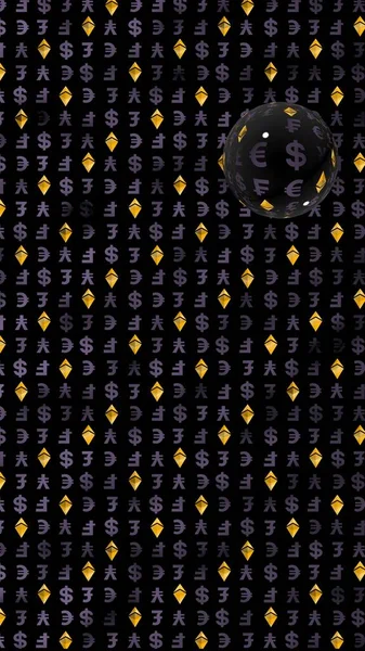 Ethereum Klasszikus Valuta Egy Sötét Háttér Digitális Kripto Szimbólum Valuta — Stock Fotó